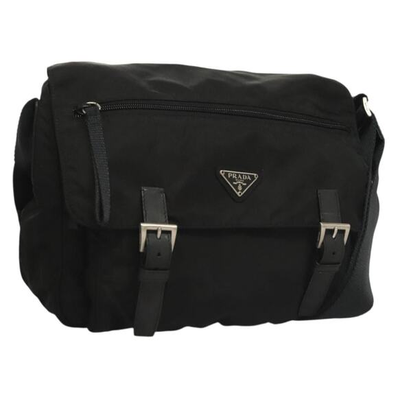 PRADA Shoulder Bag Nylon Black Silver - Picture 1 of 13